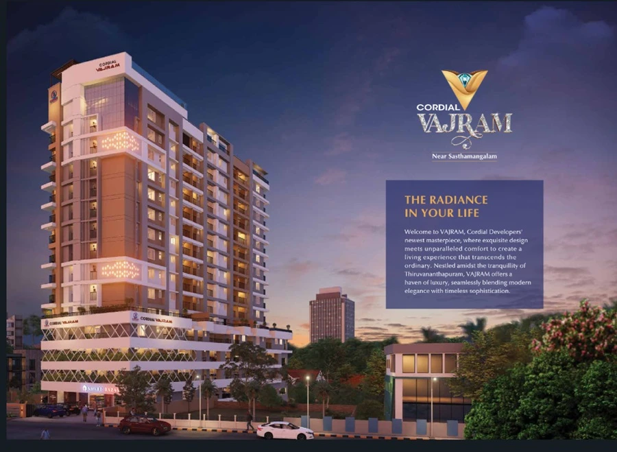 2 BHK Apartment for Sale in Cordial Vajram, Sasthamangalam, Trivandrum