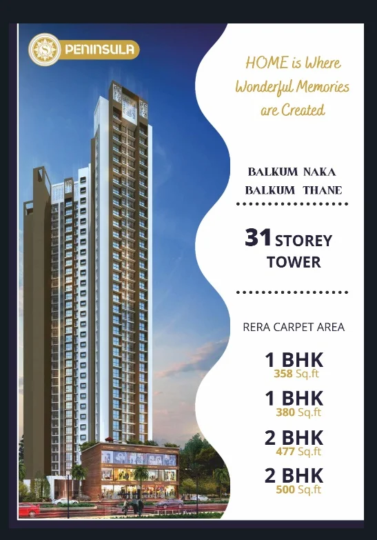 1 BHK Apartment for Sale in Shraddha Peninsula, Balkum, Thane