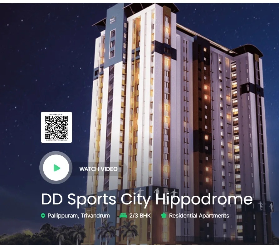 3 BHK Apartment for Sale in DD Sports City Hippodrome, Veiloor, Trivandrum